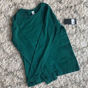 Seamless long sleeve exercise shirt in rain forest green women’s